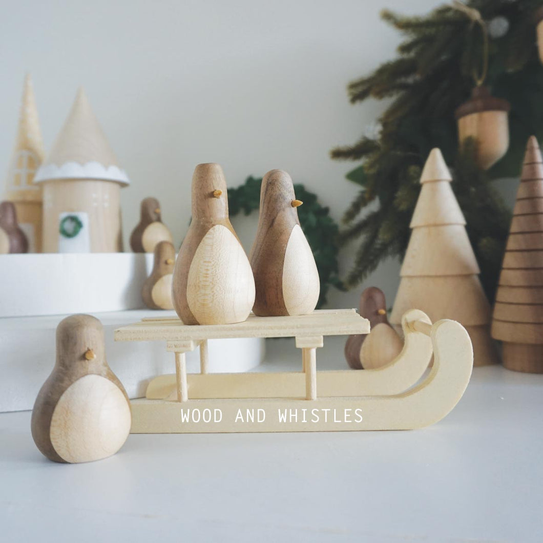 Wooden penguin ornaments