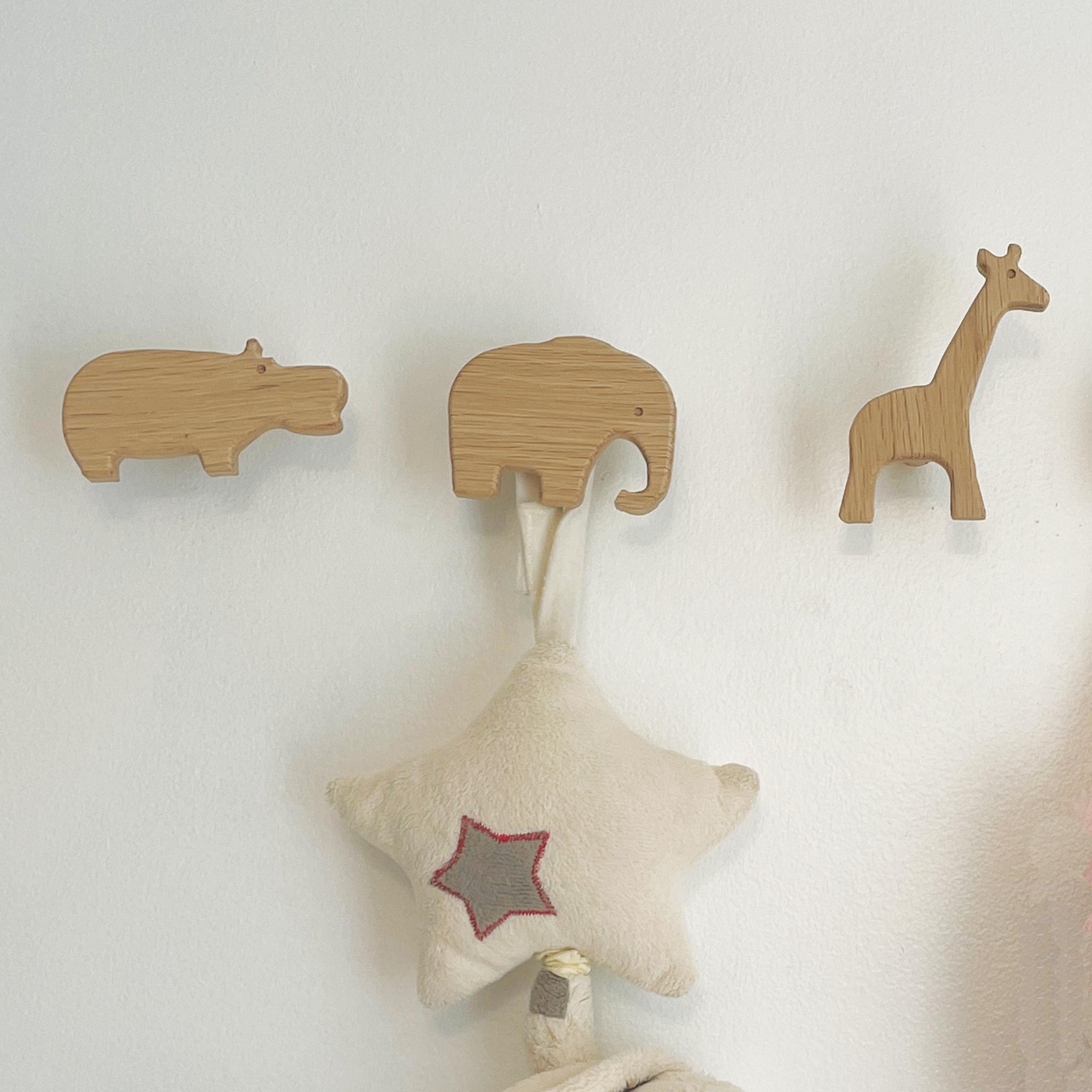 Large nursery wooden animal wall hooks
