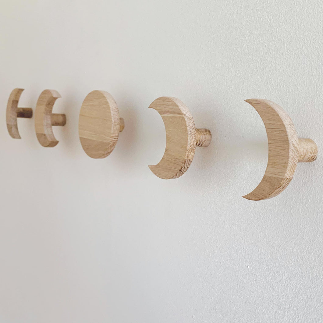 Moon phases decorative wall hooks